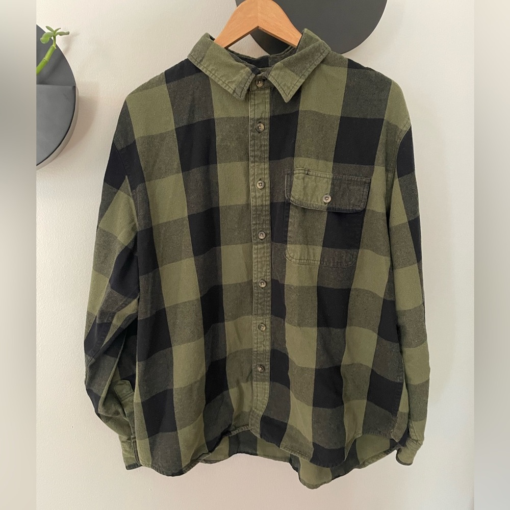 Old Mill Olive & Black Buffalo Plaid Flannel Size 2XL